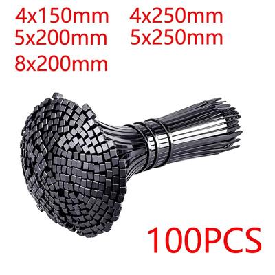 Self-locking Plastic Nylon Tie 100 PCS Black 4X150cable Tie Fastening Ring Cable Tie Zip Wraps Strap Nylon Cable Tie Set