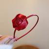 Fashion Flocking Sponge Oval Headband Chinese New Year Red High Cranial Top Pressure Hair Headband Vintage Premium Hair Accessories