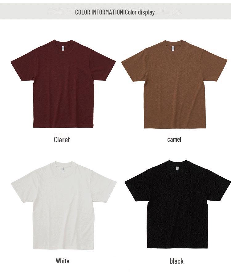 American Retro Bamboo Cotton Short-Sleeve T-Shirt - Breathable, Solid Color, Loose Fit