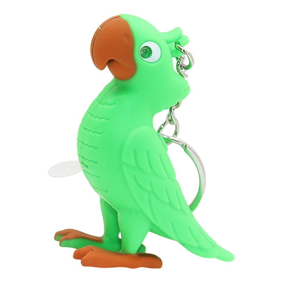 Parrot Keychain With LED Light And Realistic Sound Effect Creative Key Chain Adornment For Nighttime Key Search