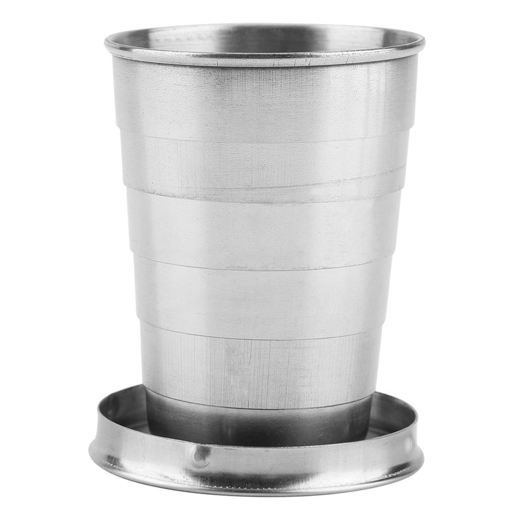 Portable Outdoor Stainless Steel Collapsible Folding Cup for Traveling Camping with Key Chain