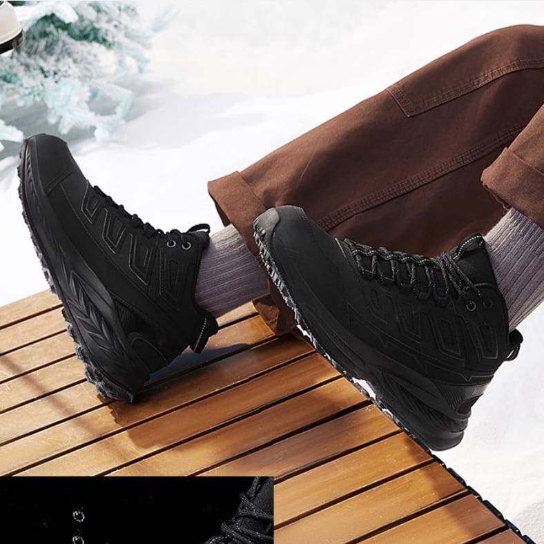361 Abrasion Resistant Thermal Cushioning High top Trail Running Shoes Men's Obsidian Black 672442230B