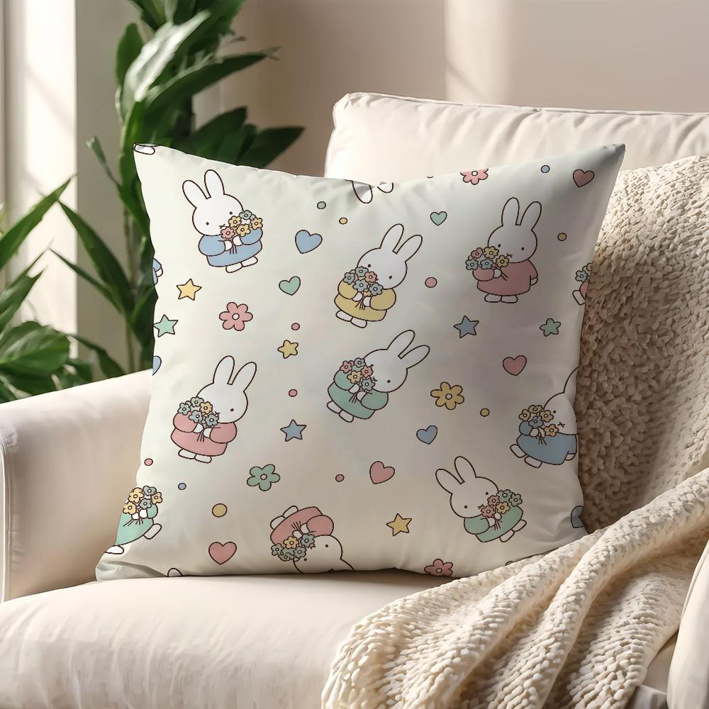Kawaii MMiffy Cute cushion cover For Pillow Printing Sofa Decoration Home Car Room Coffee Shop Office Nordic Simplicity