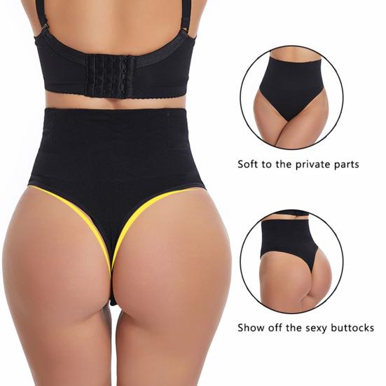 Women's High Waisted Thong Seamless No Show Tummy Control Underwear Sexy Breathable Body Shaper Panties
