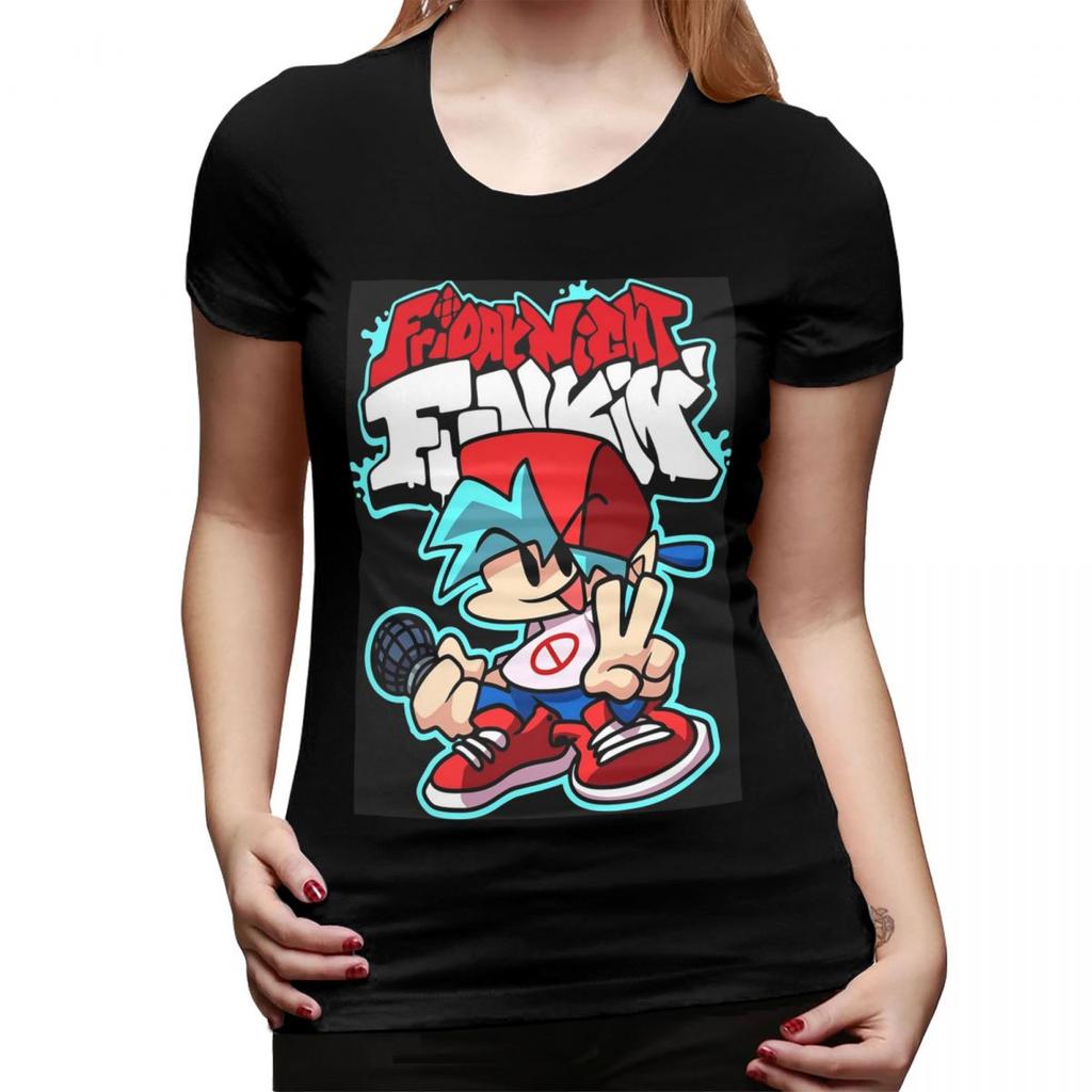 Friday Night Funkin Boyfriend TShirt for Women Crew Neck Streetwear T Shirts Womens Short Sleeve Summer Clothes Tops