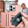 For iPhone 16 Pro Max Case Card Holder Kickstand Skin-Touch Phone Cover with Wrist Strap