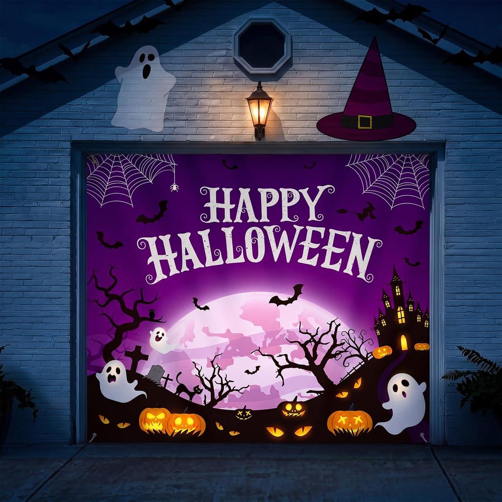 7 X8 ft Happy Halloween Garage Door Banner Decorations Funny