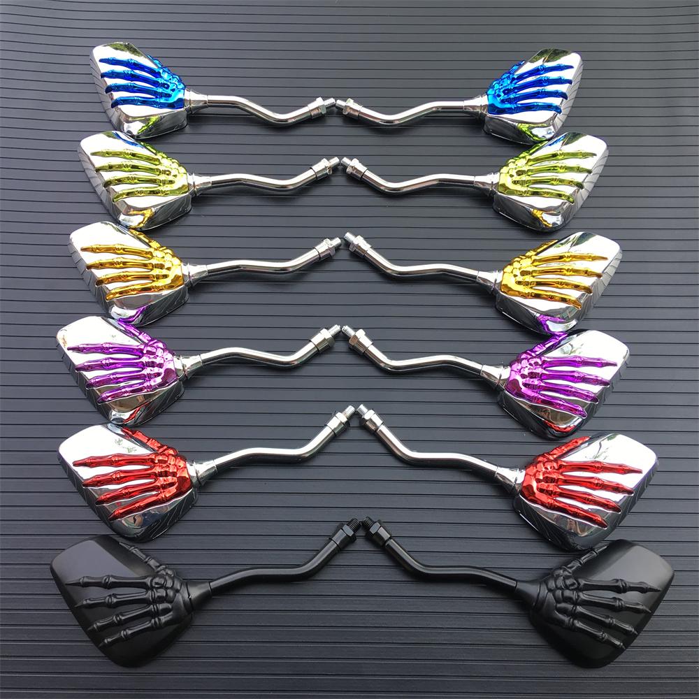 2 buc oglinda retrovizoare universală pentru motocicletă cu șurub de 8 mm/10 mm, din aliaj de aluminiu, scuter, schelet, craniu, reparație manuală pentru motocicletă