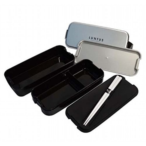 Asvel "Lantas FL" Lunch Box with Two-Tier Back, Silver, SS-T640