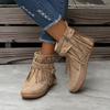 Women's boots short boots autumn and winter new large size rivet flat bottom fringed boots children