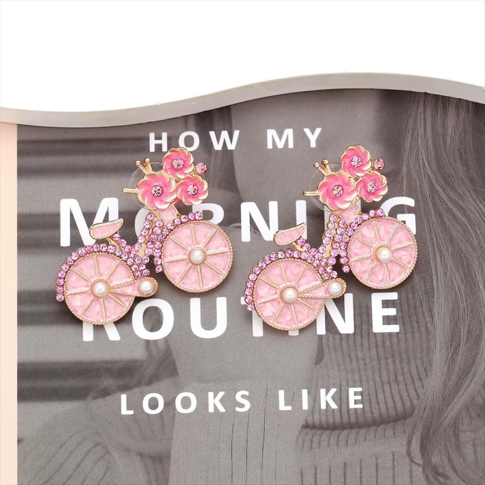 Creatieve Fiets Broche voor Dames Heren Mode Strass Bloemenmand Broches Spelden Sieraden Accessoires Feest Cadeaus 2025