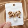 Brooch Pin Pin, Bow Shape Alloy Lapel with Imitation Pearl, Everyday Wear Electroplating Anti-Oxidation Badge for Coats Shirts Bags Daily Accessories