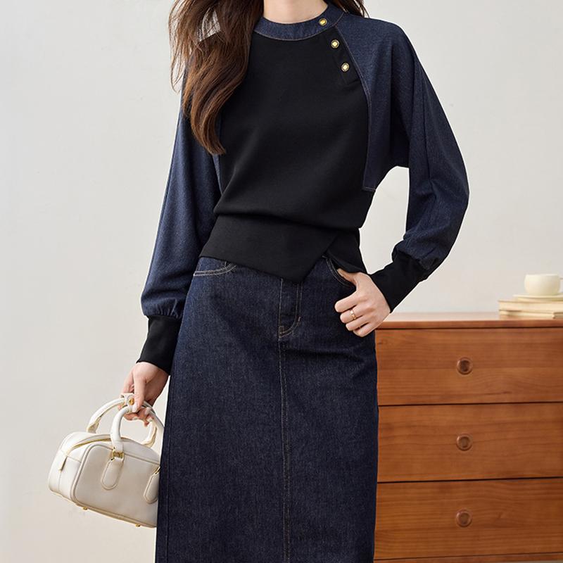 Autumn Casual Patchwork Shirt Loose Blouses Women Simple Blouse Long Sleeve