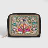 Bohemian Style PU Zipper Card Holder & Coin Purse with Butterfly and Flower Design