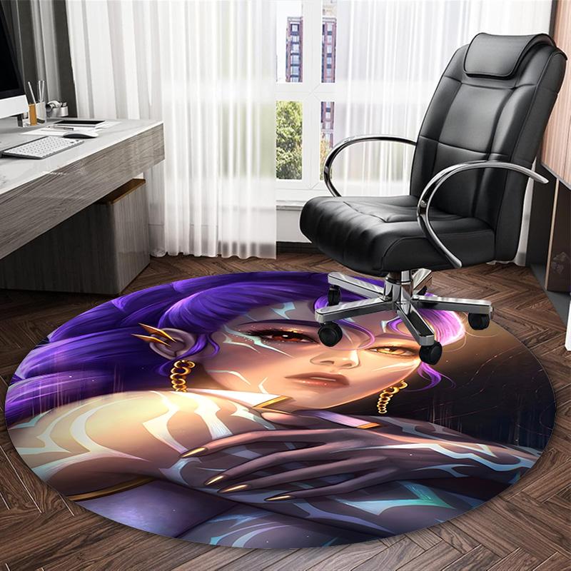 1pc KPop Demon Hunters RUMI5 Print Round Carpet Chair Round Carpet Suitable for Bedroom Living Room Home Decorative Carpet