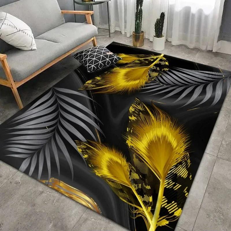 Geometric Feather Carpet for Living Room Modern Art Style Household Table Sofa Bedroom Bedside Area Rug Soft Bedroom Floor Mat