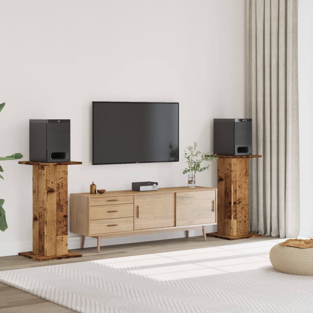 Speaker Stands 2 Pcs. Vintage Wood Look 30x30x80 Cm