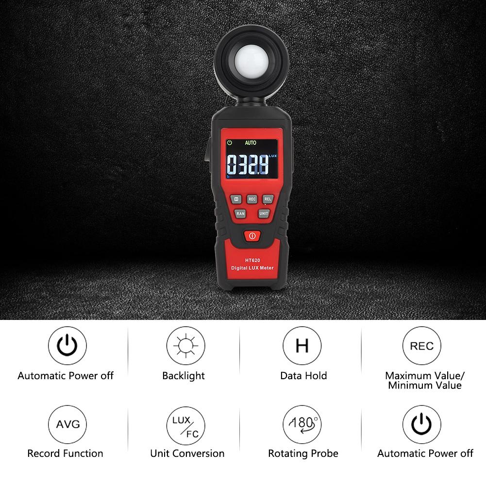 Luxmetru digital HT620, instrument de testare a iluminometrului, cu precizie ridicată, portabil