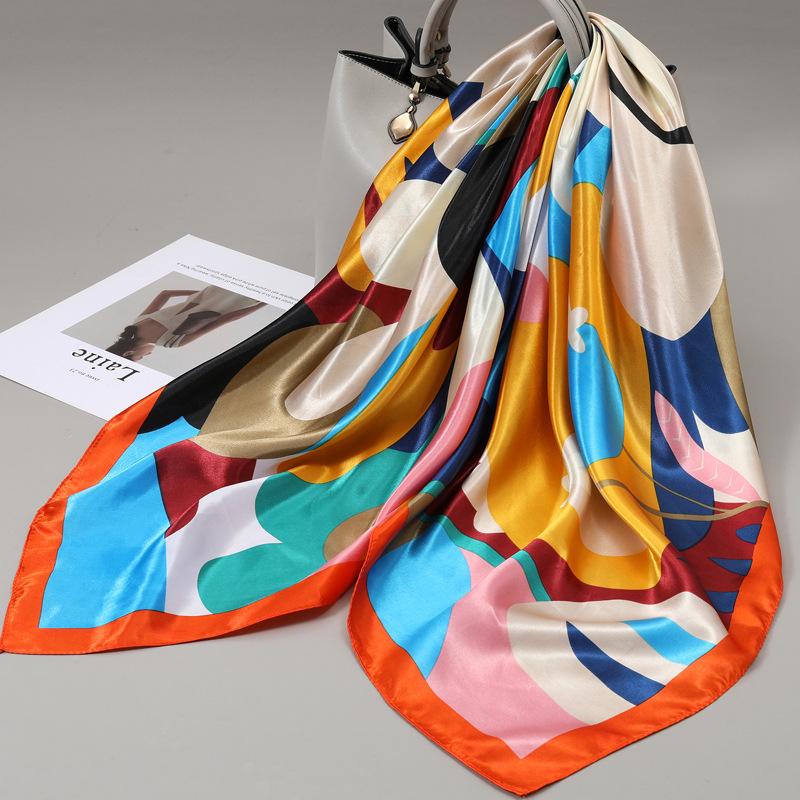 90 Square Scarves, Silk Scarves, Women's New Spring and Summer High-end Sense Versatile, Thin Scarves, Shawls Outside