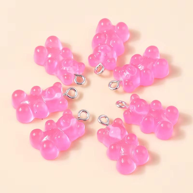 10pcs 22X11mm Candy Color Gummy Mini Bear Charms for Making Cute Earrings Pendant Necklace DIY Creative Jewelry Finding