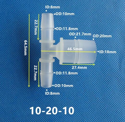 OD 1.6mm-20mm Plastic Equal Diameter Tee T-shaped Connector Pagoda Hose Barb Tee Hose Connector Multiple Specifications