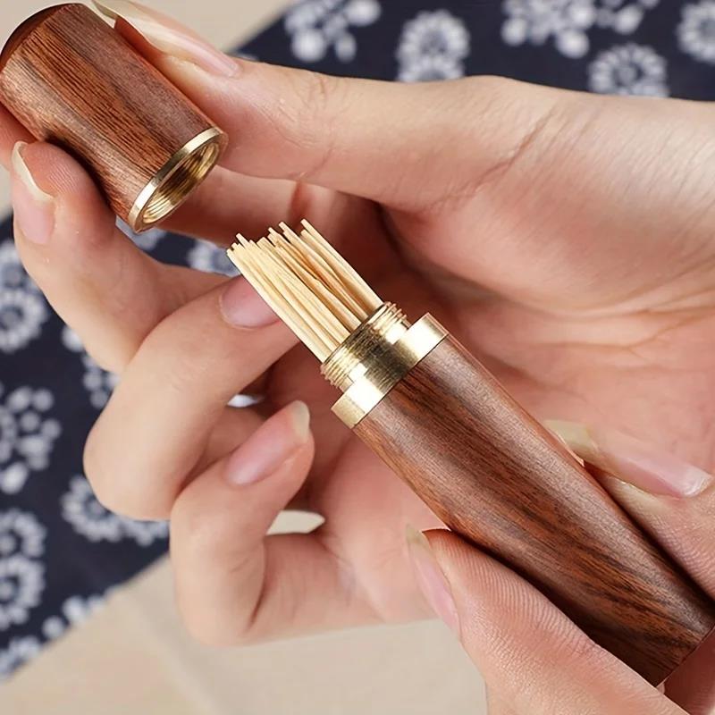 Praktická 1ks Dřevěná párátka Sada Kbelík Dřevěný Držák, Úložná Tuba Přenosná Krabička