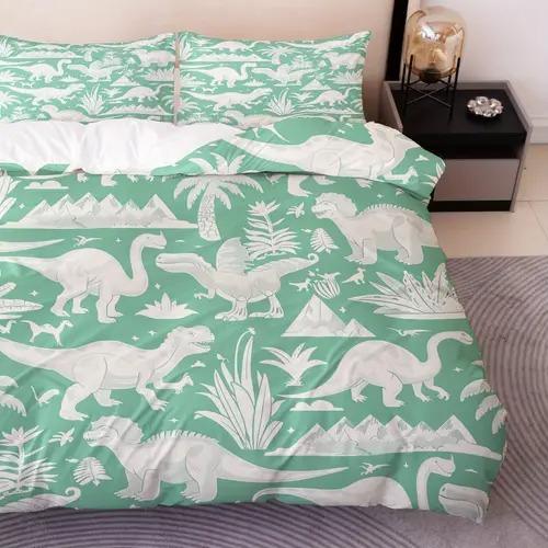 Cartoon Dinosaur Duvet Cover Bedding Decoration With Cartoon Dinosaur Pattern Suitable For Children Kids And Adults Warm Soft