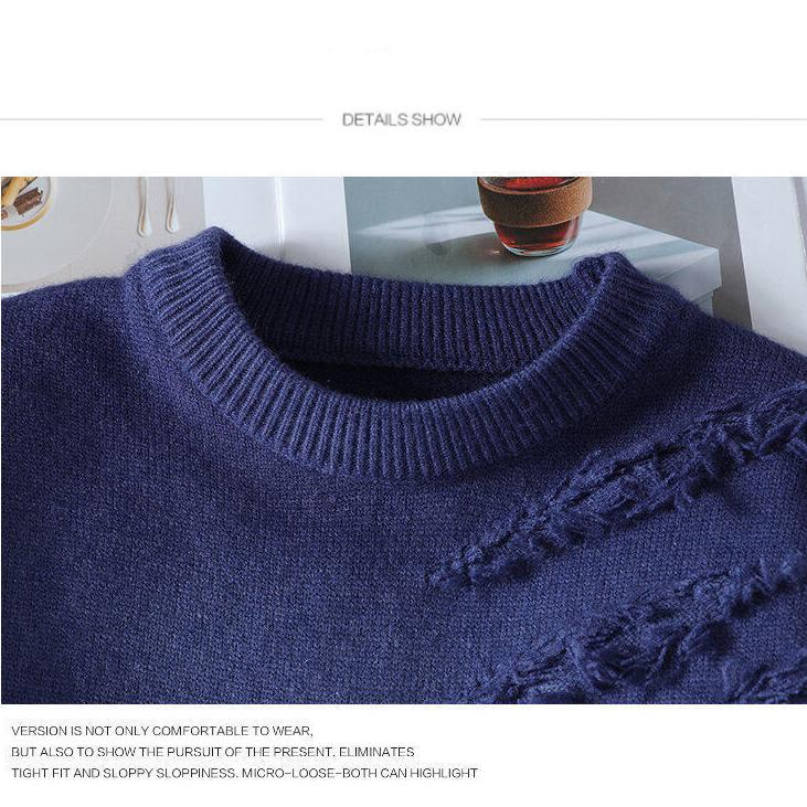 Winterpullover für Herren Männer Dicke Rundhals-Pullover Herren Studenten Jugendpullover Herbst Herren Freizeit Strickwaren Pullover