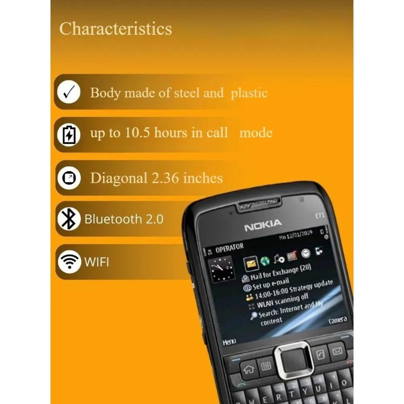 Global Version Nokia Wifi Version E71 3G Bar Key Mobile Phone