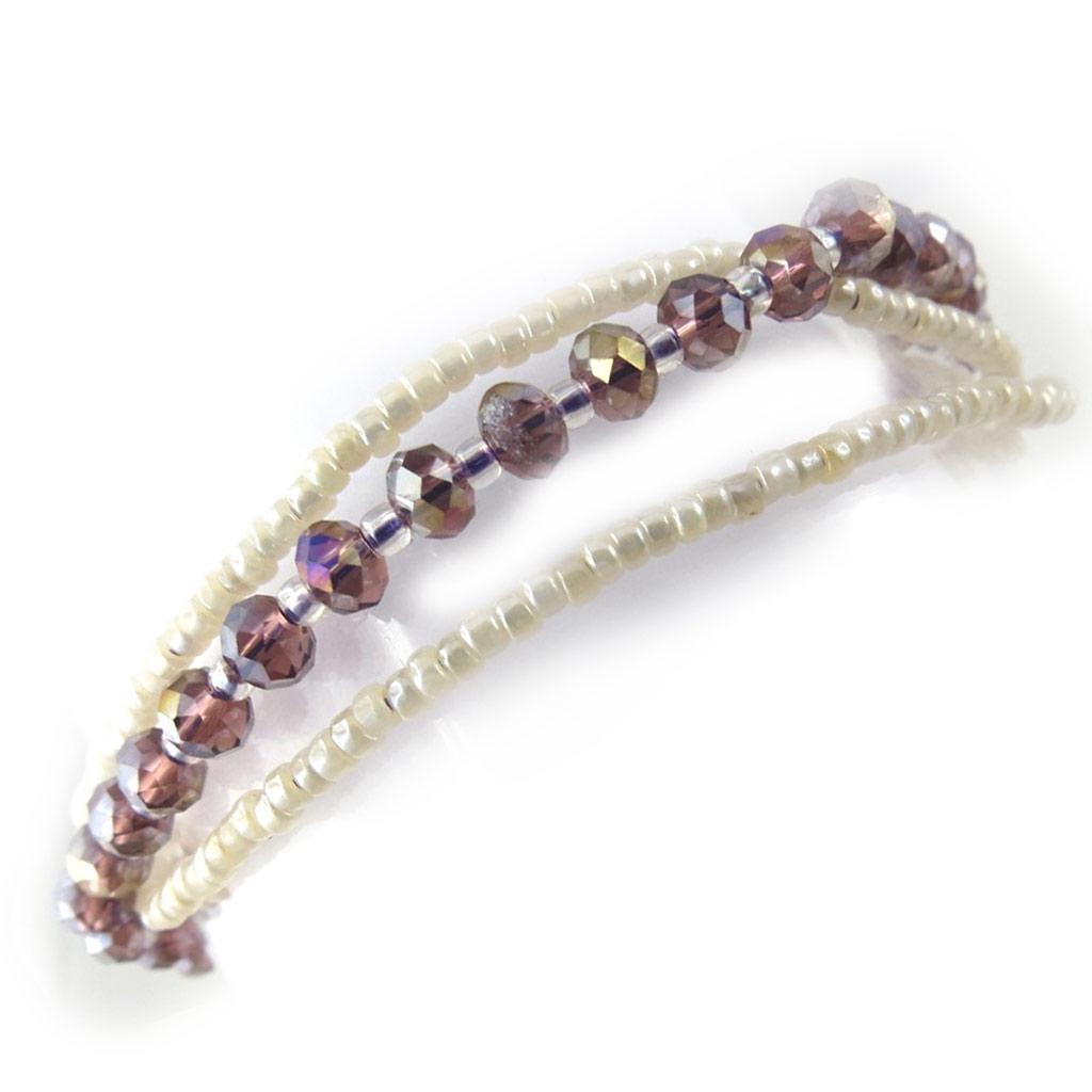 Les Trésors De Lily [N1110] - Bracelet ethnique 'Kilimanjaro' blanc violet