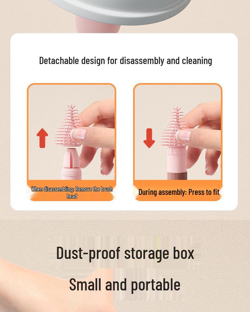 Portable Baby Bottle & Nipple Brush Set with Storage Box and Draining Rack for Travel