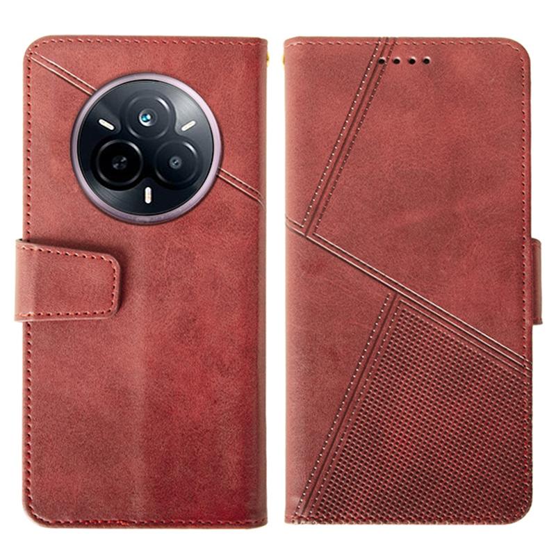 Für Realme 14 Pro 5G Hülle Leder Brieftasche Handyhülle Ständer Kalbstextur