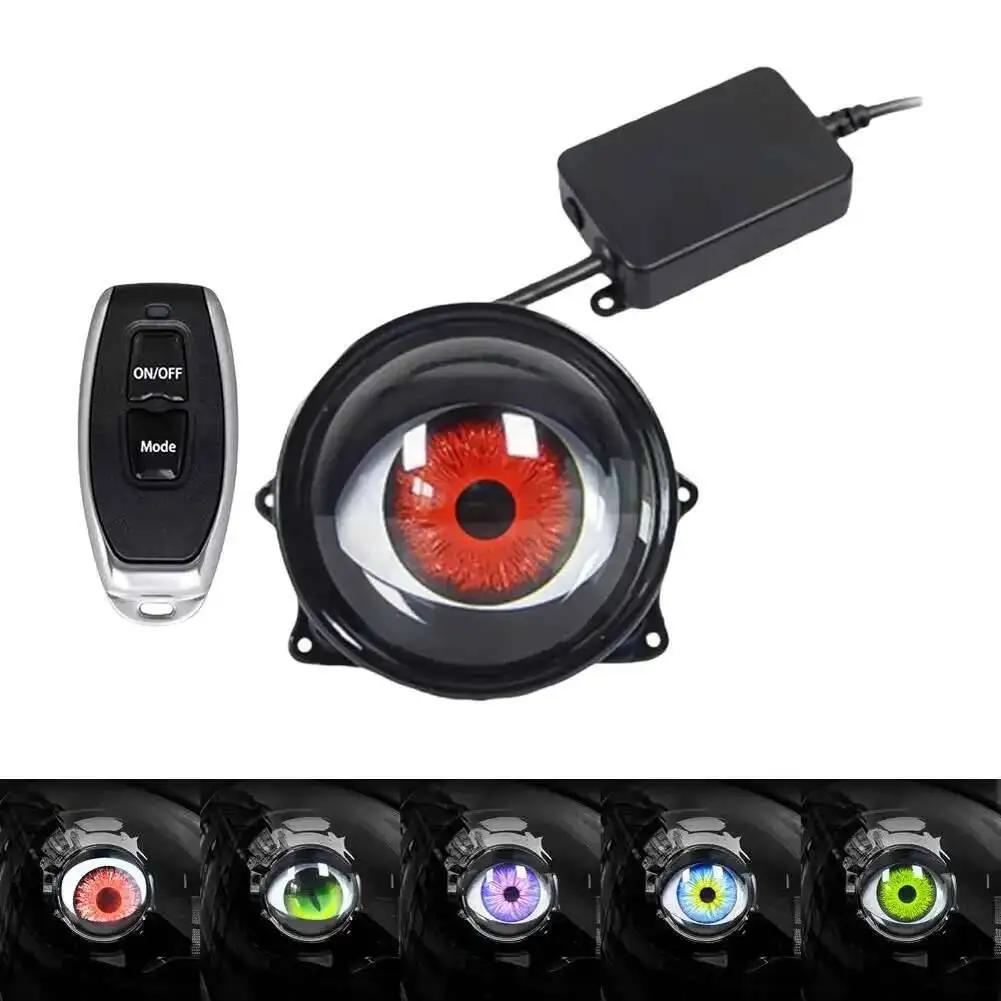 

6-Mode RGB Devil Eye LED Light, Universal Motorcycle Headlight Lens for Car/Motorcycle Atmosphere Decoration