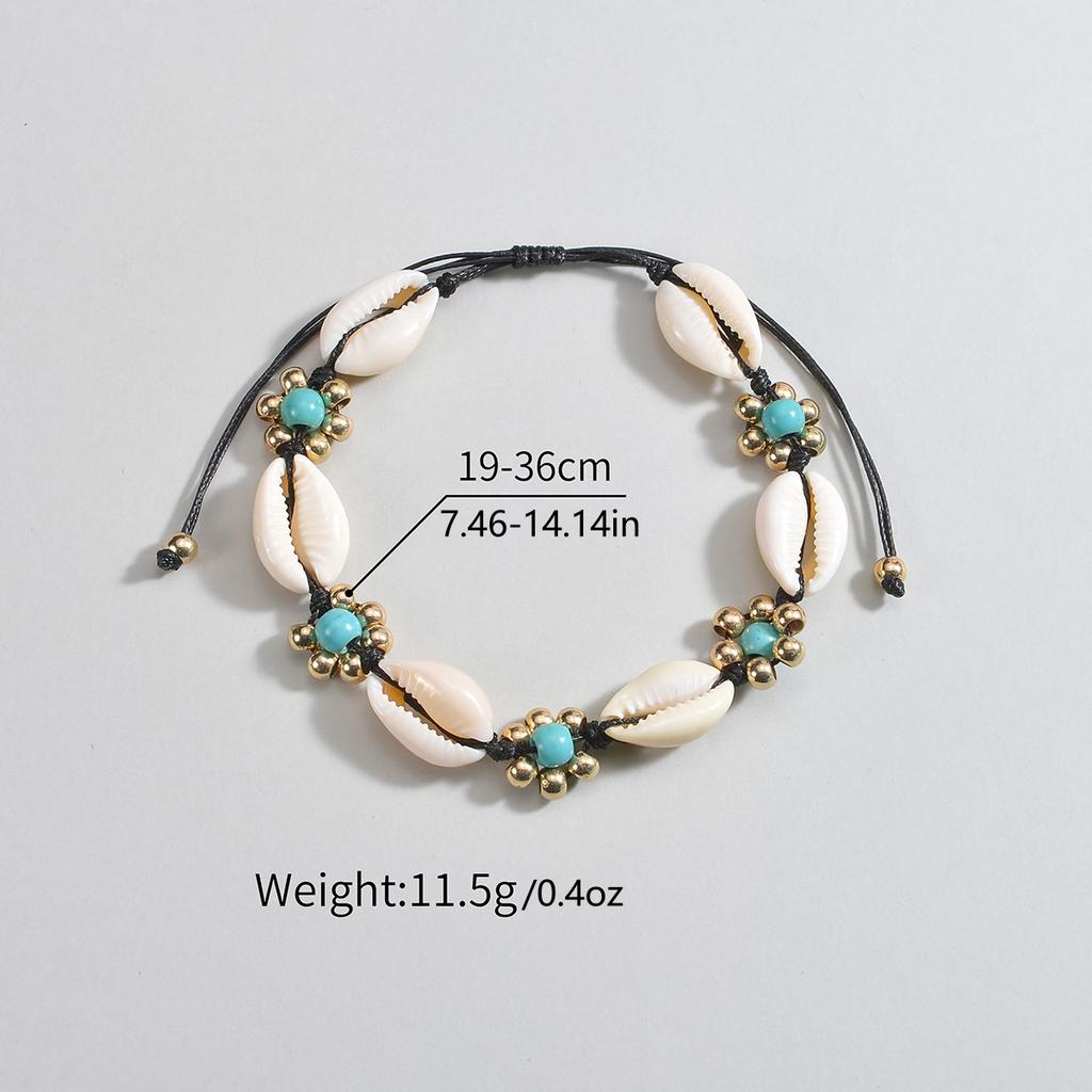 Summer Vacation Style Woven Shell Rice Beads Adjustable Women's Beach Feet Chain
