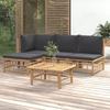 Vidaxl 5-Cz. Gartenmöbel-Set, Dunkelgraue Kissen, Bambus
