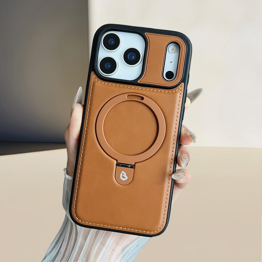 Suitable for iPhone 17 Phone Case Air Apple 17 Pro Max Magnetic Charging Leather Case Anti-drop Stand Business