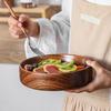 Handmade Solid Wood Bowl Round Snack Serving Tray Practical Wooden Salad Plate  Kitchen Utensils