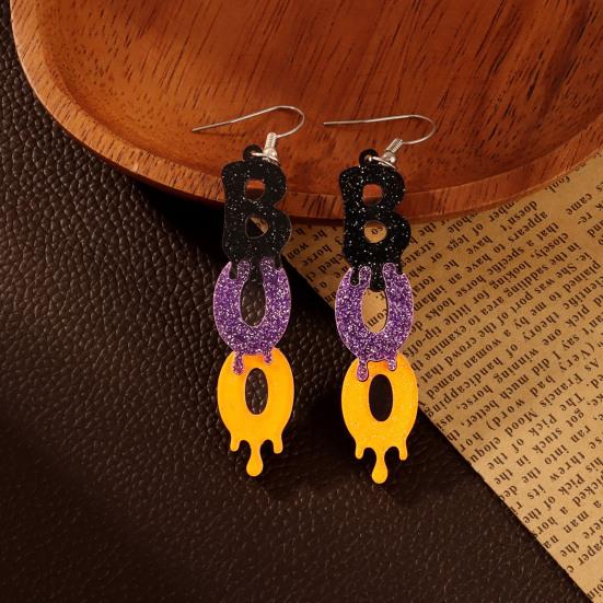 Sød Halloween Gave til Hende 1 Par Glitrende BOO Øreringe, Skinnende Akryl Sort Lilla Orange Sjove Festlige Festtilbehør Boo Dangle Drop Øreringe