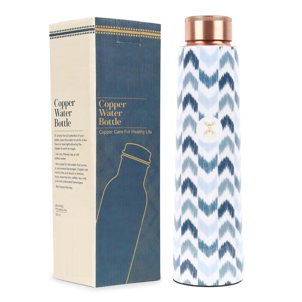 Zigzag100% Pure Joint Less Copper Bottles for Water with Leak Proof Lid | Ayurveda BPA Free & Non Toxic | Ayurvedic Office