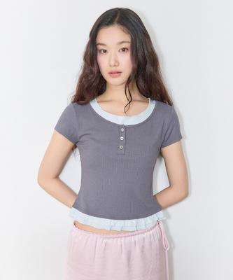 MIXXO Pattern Frill Layered T-Shirt Re Lwg412A_Miwhwg50Qa