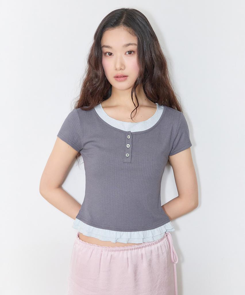 MIXXO Pattern Frill Layered T-Shirt Re Lwg412A_Miwhwg50Qa