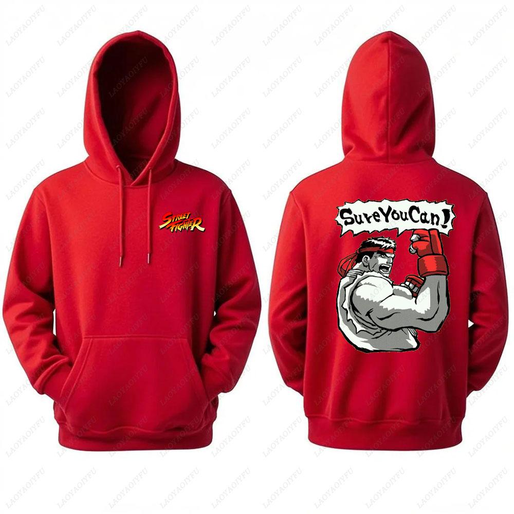 Street Fighter Men's Hoodie Anime Game Print Casual Long-sleeved Sweatshirt Double-sided Streetwear for Autumn ropa de hombre