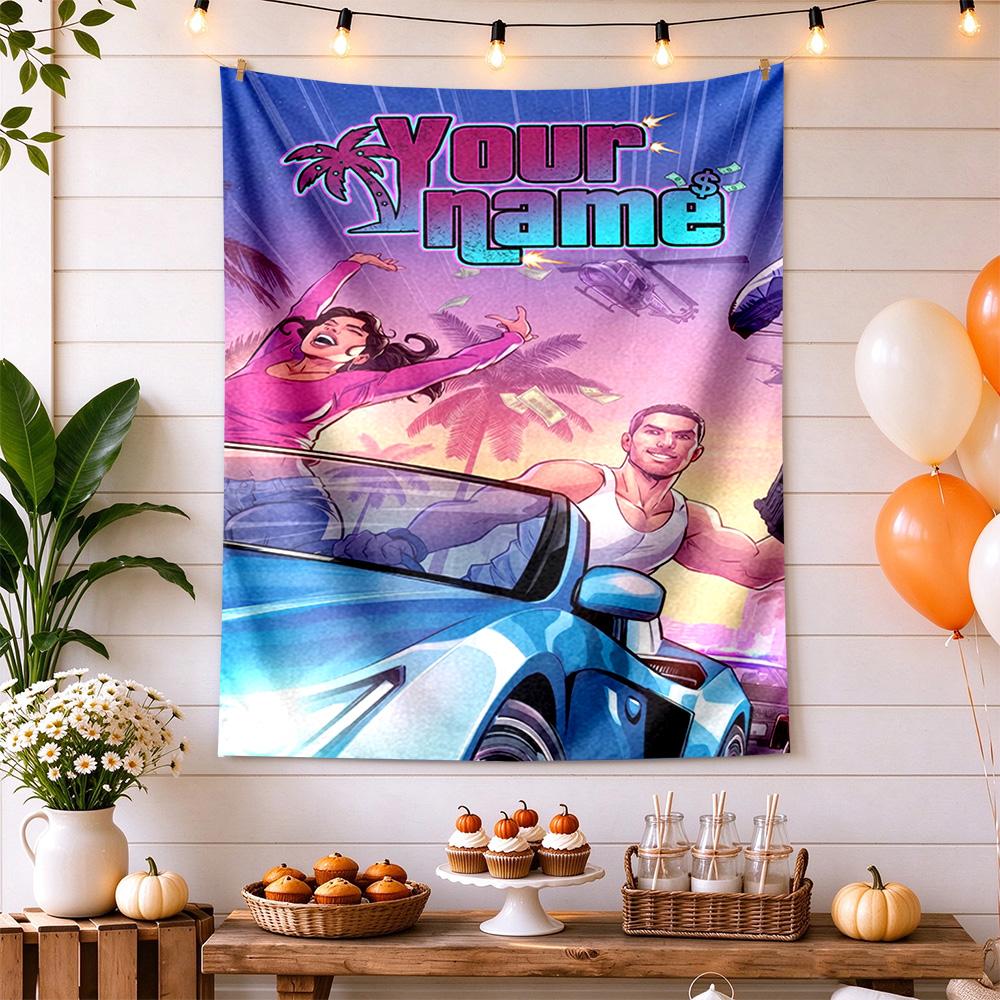 Gta Custom Wall Tapestry Cozy Personalized Tapestry Non-Fading Color Great for Dorm Room Four Seasons Decor Gift for Travel Home Birthdays
