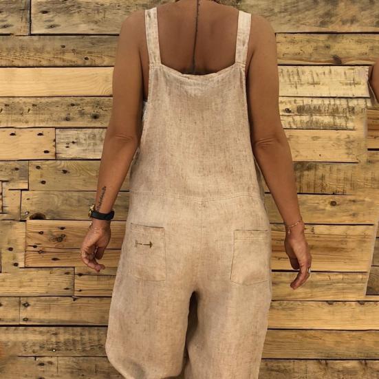 Combinaison pour femmes, couleur unie, réglable, Streetwear, pantalon Long, sans manches, col carré, barboteuse pour usage quotidien