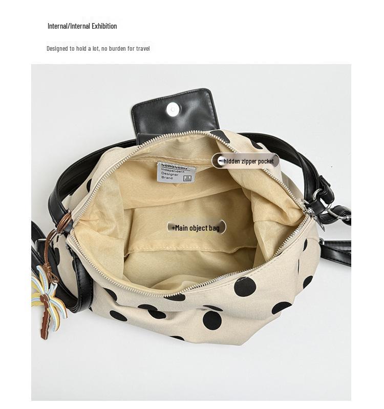 2026 Trendy Korean Polka Dot Underarm Crossbody Bag - Large Capacity, Lightweight, Niche Hobo Design