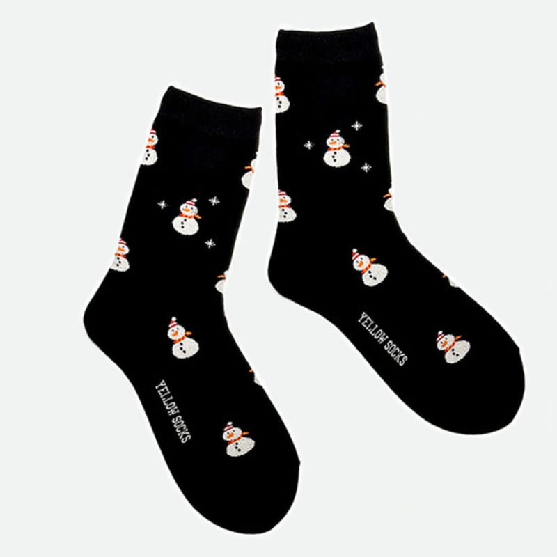YELLOWSOCKS MERRY SNOWMAN BLACK