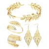 European & American Style Baroque Leaf Headband & Open Bangle Earring Set