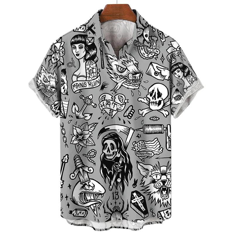 Camicia da uomo stampata in 3D a tema Umanistico Uomo/Donna Moda Casual Maniche Corte Camicie Colletto Bottoni Top Abbigliamento Unisex Oversize