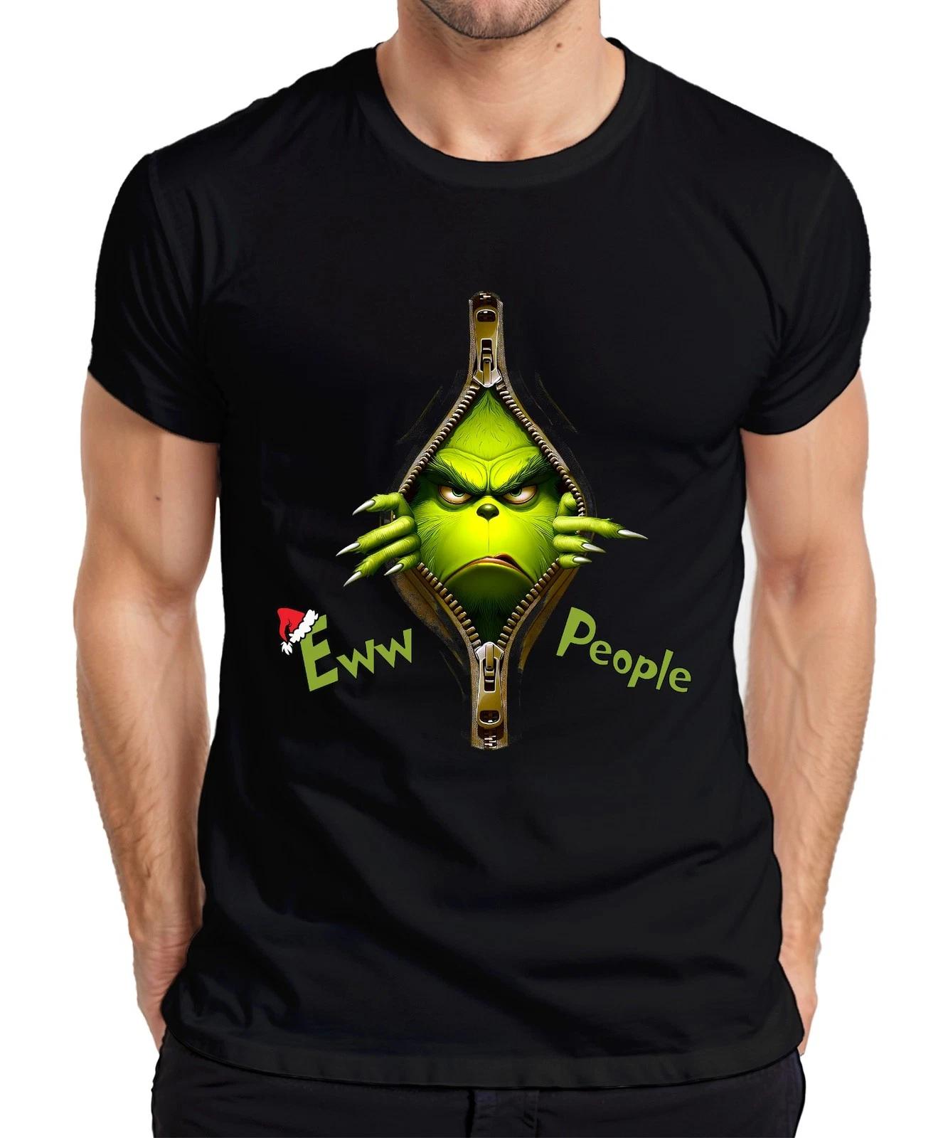 Grinch Eww People Reißverschluss Weihnachten mürrisch Grinchmas Herren T-Shirt XXL