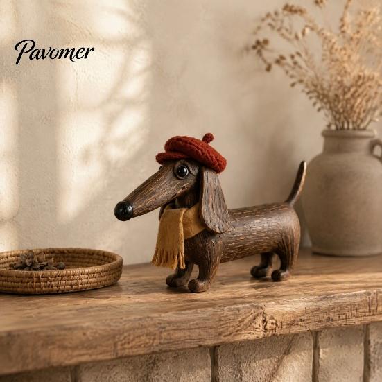 Vintage Style Home Accents Rustic Wooden Cat Ornament with Spring Shaking Head for Farmhouse Tabletop Wood Art Decor, Handcrafted Retro Folk